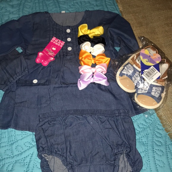 2for15 New Beautiful 9 pc girls denim blue outfit - Picture 3 of 8